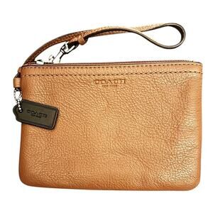 Coach Park Pebbled Leather Small Brown Wristlet F51763